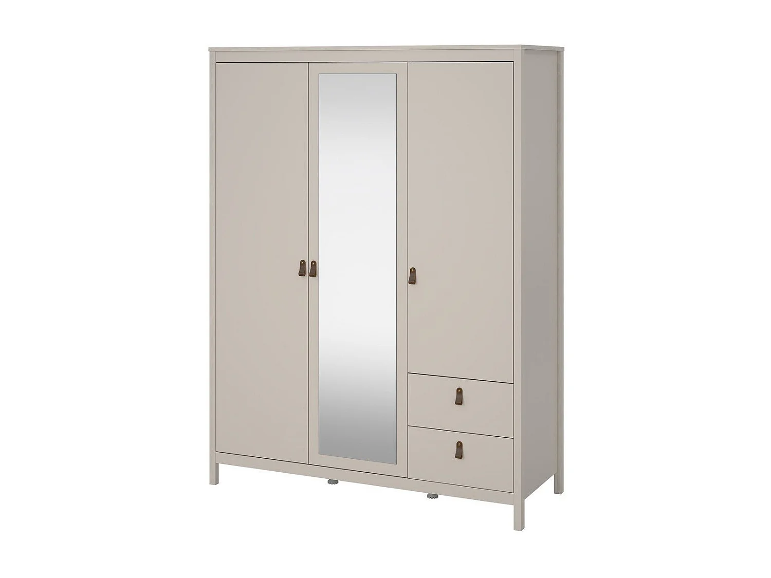 Armoire 3 portes dont 1 miroir et 2 tiroirs blanc L150 cm - BARCELONE