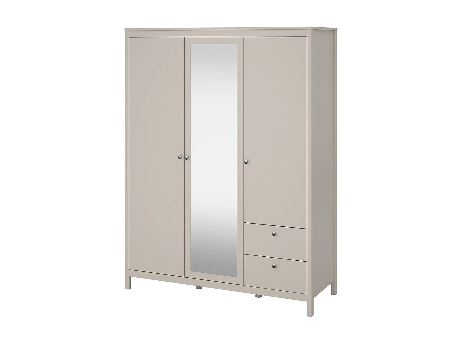 Armoire 3 portes dont 1 miroir et 2 tiroirs blanc L150 cm - BARCELONE