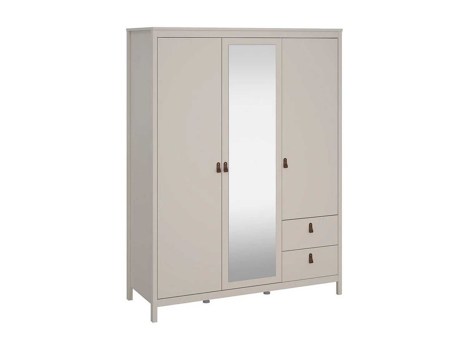 Armoire 3 portes dont 1 miroir et 2 tiroirs blanc L150 cm - BARCELONE