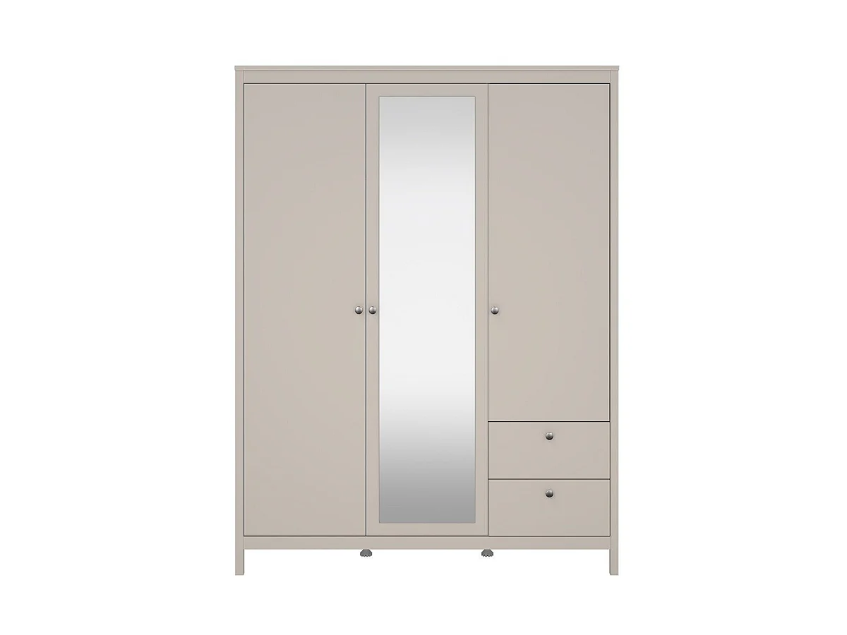 Armário de 3 portas, sendo 1 espelho e 2 gavetas, branco, L150 cm - BARCELONA