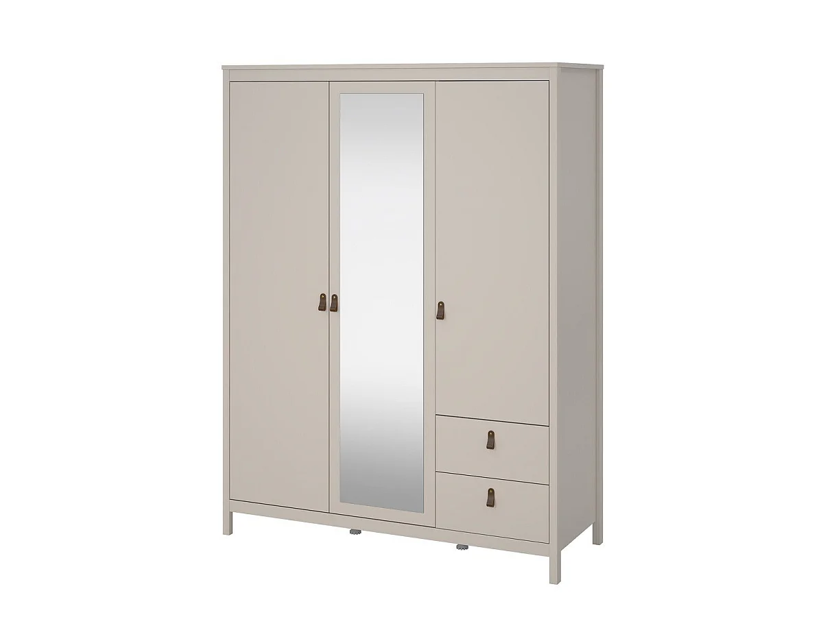 Armário de 3 portas, sendo 1 espelho e 2 gavetas, branco, L150 cm - BARCELONA