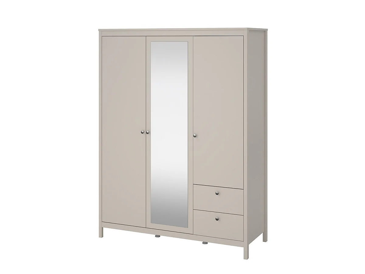 Armário de 3 portas, sendo 1 espelho e 2 gavetas, branco, L150 cm - BARCELONA