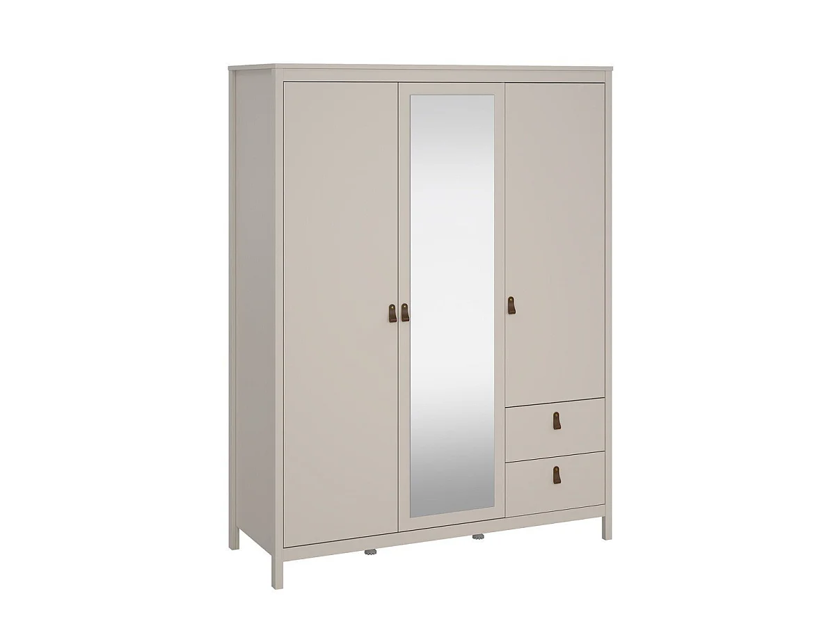 Armário de 3 portas, sendo 1 espelho e 2 gavetas, branco, L150 cm - BARCELONA