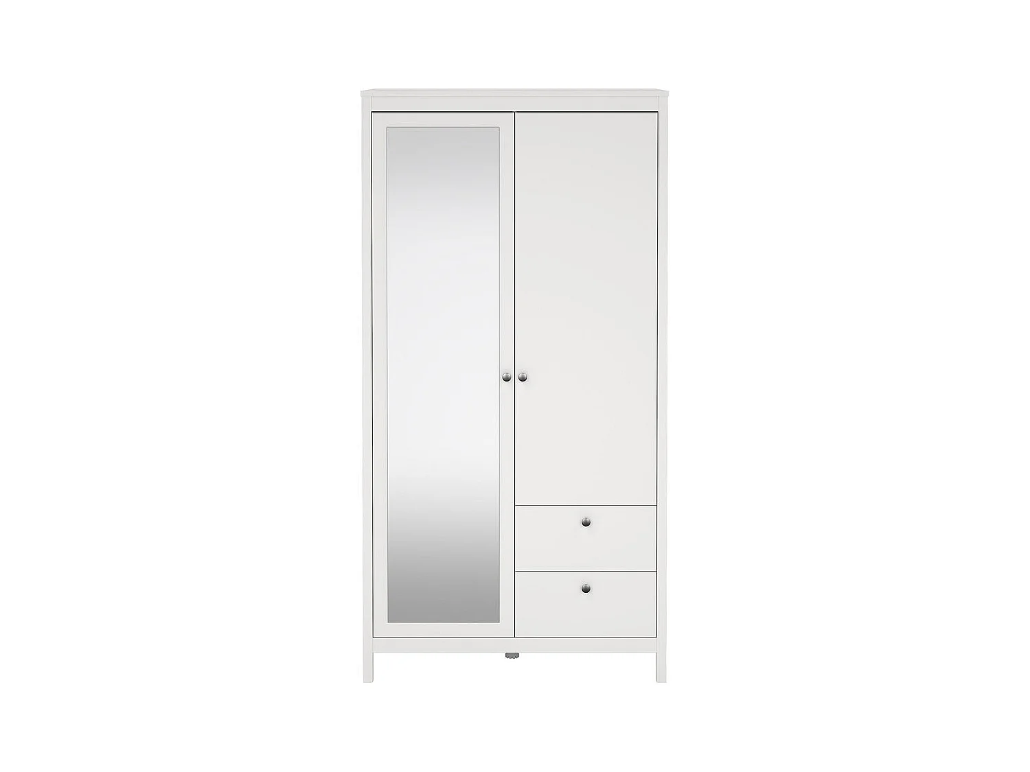Armoire 2 portes dont 1 miroir et 2 tiroirs blanc H199 cm - BARCELONE