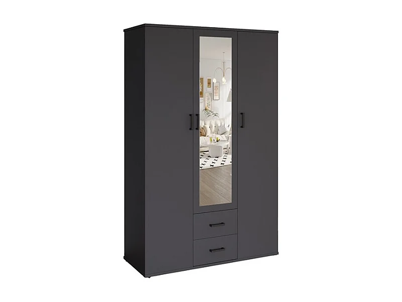 Armario TOM – 3 puertas – Color gris antracita – Armario + estantes – L120 cm – Diseño