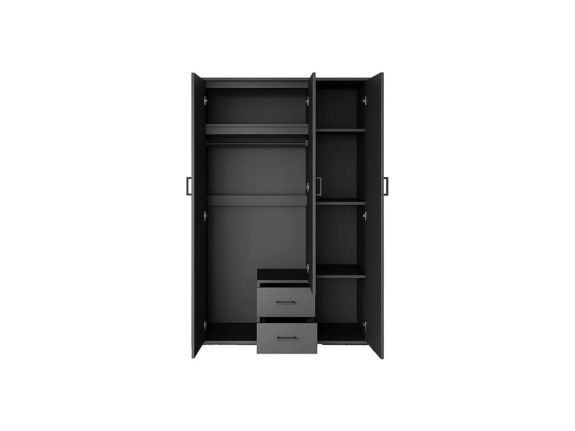 Armario TOM – 3 puertas – Color gris antracita – Armario + estantes – L120 cm – Diseño
