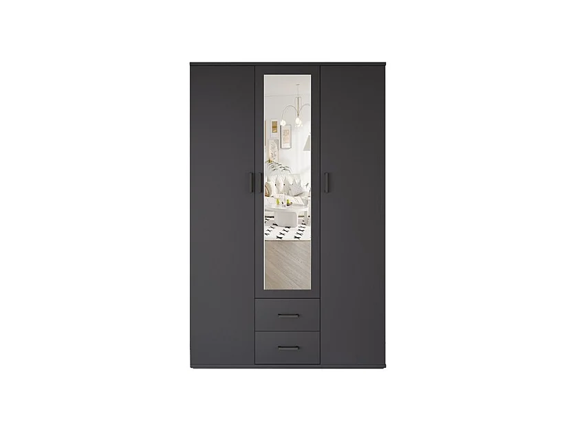 Armario TOM – 3 puertas – Color gris antracita – Armario + estantes – L120 cm – Diseño