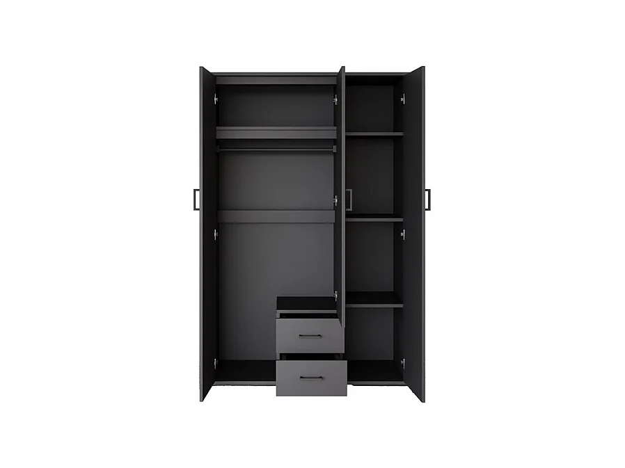 Armario TOM – 3 puertas – Color gris antracita – Armario + estantes – L120 cm – Diseño