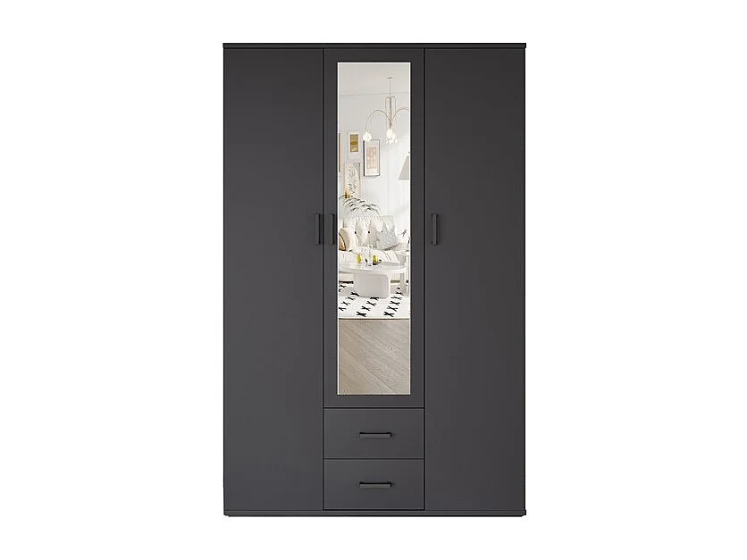 Armario TOM – 3 puertas – Color gris antracita – Armario + estantes – L120 cm – Diseño