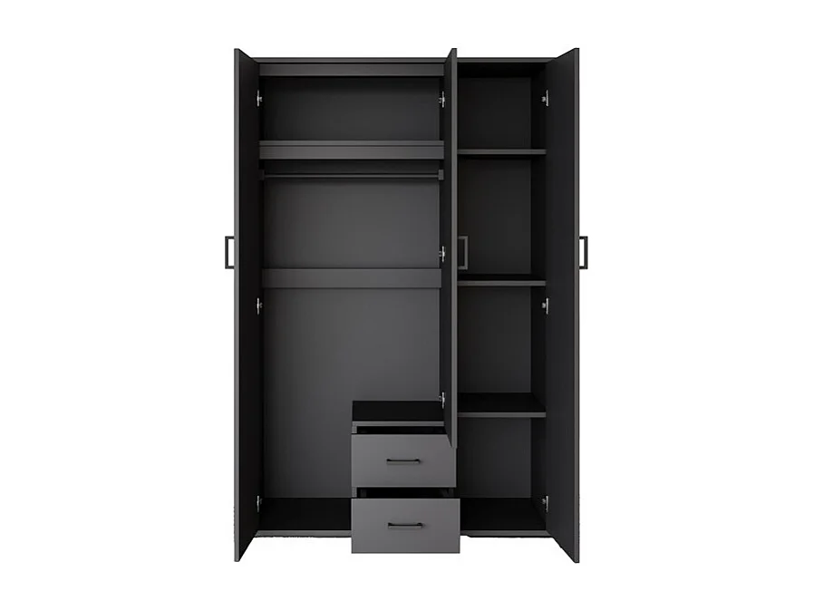 Armario TOM – 3 puertas – Color gris antracita – Armario + estantes – L120 cm – Diseño