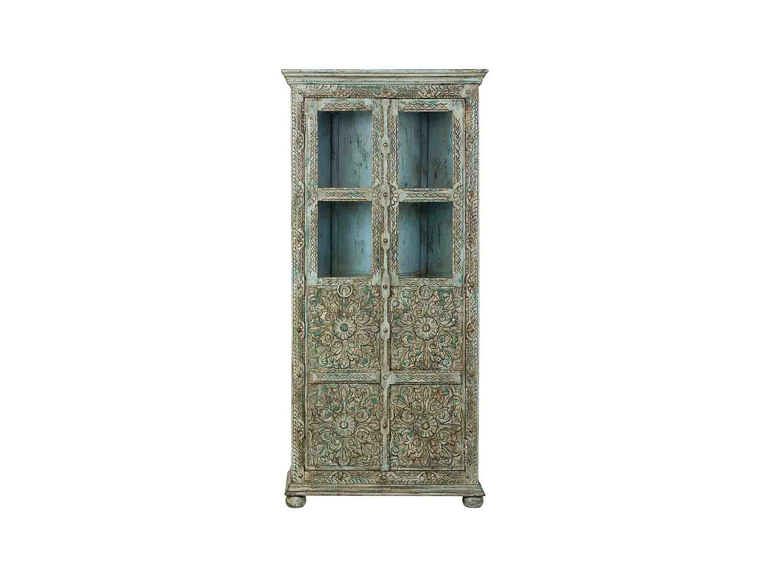 Vitrine en bois bleu 89x40x190