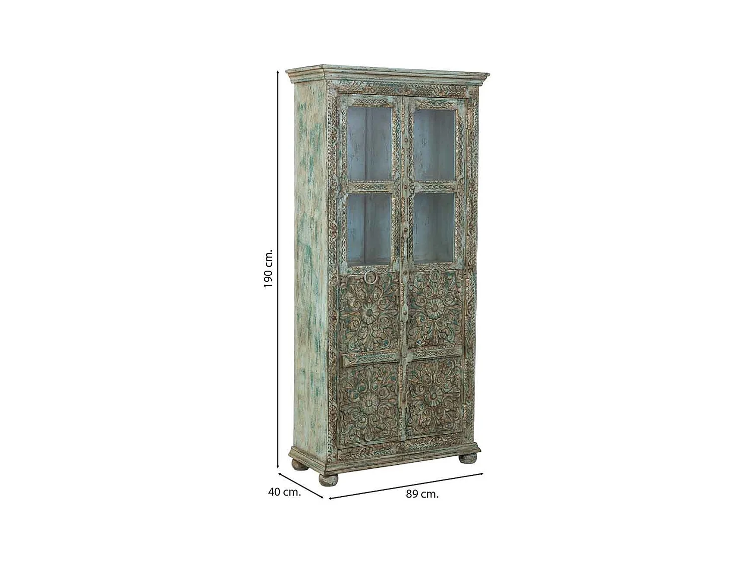 Vitrine en bois bleu 89x40x190
