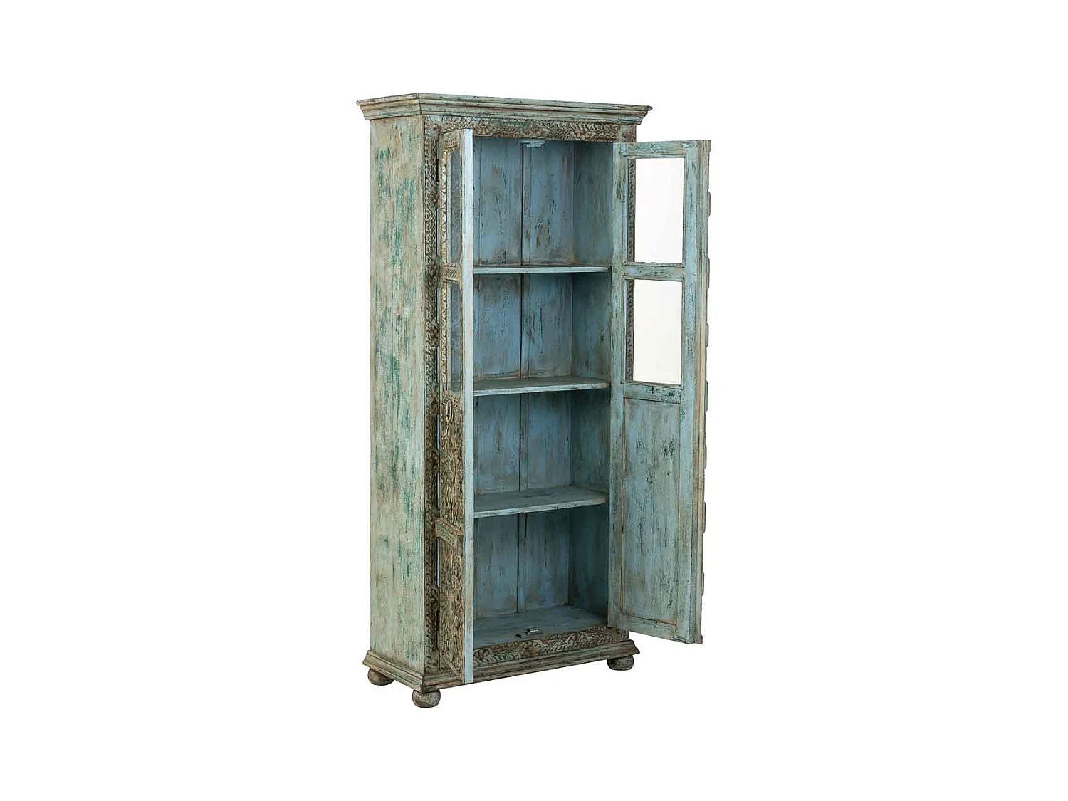 Vitrine en bois bleu 89x40x190