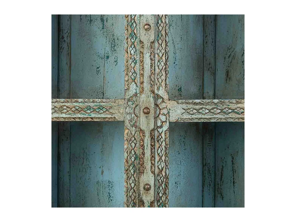 Vitrine en bois bleu 89x40x190