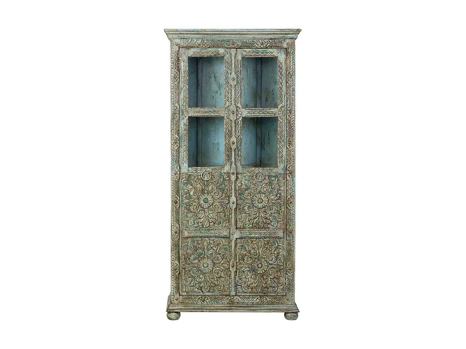 Vitrina de madera azul 89x40x190