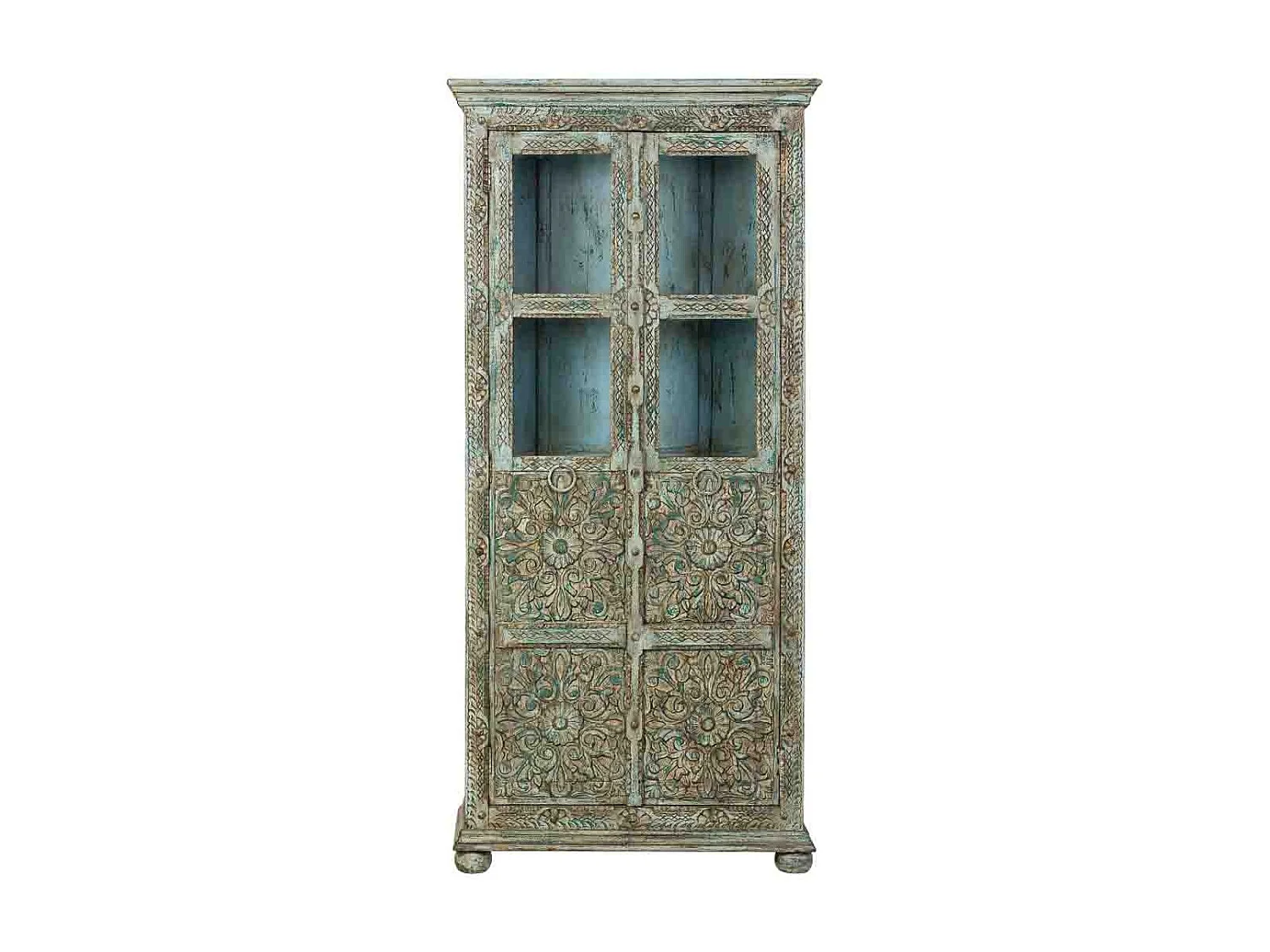 Holzvitrine 89x40x190 Blau
