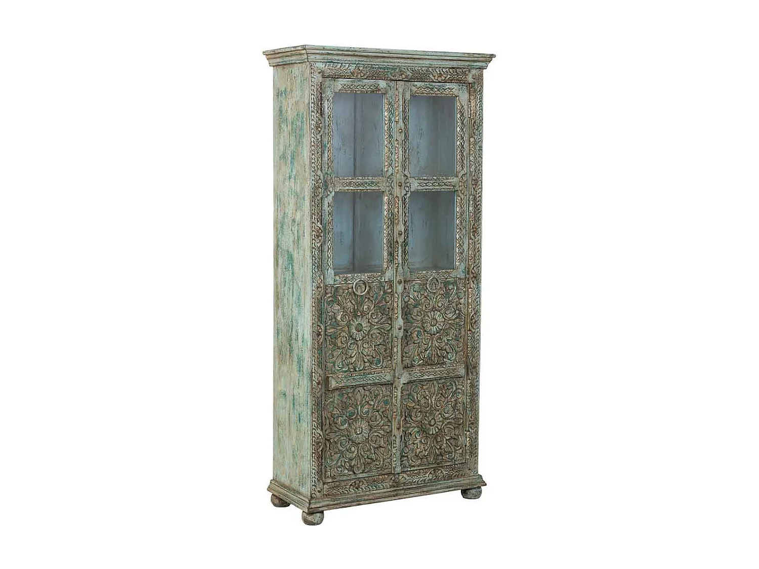Holzvitrine 89x40x190 Blau