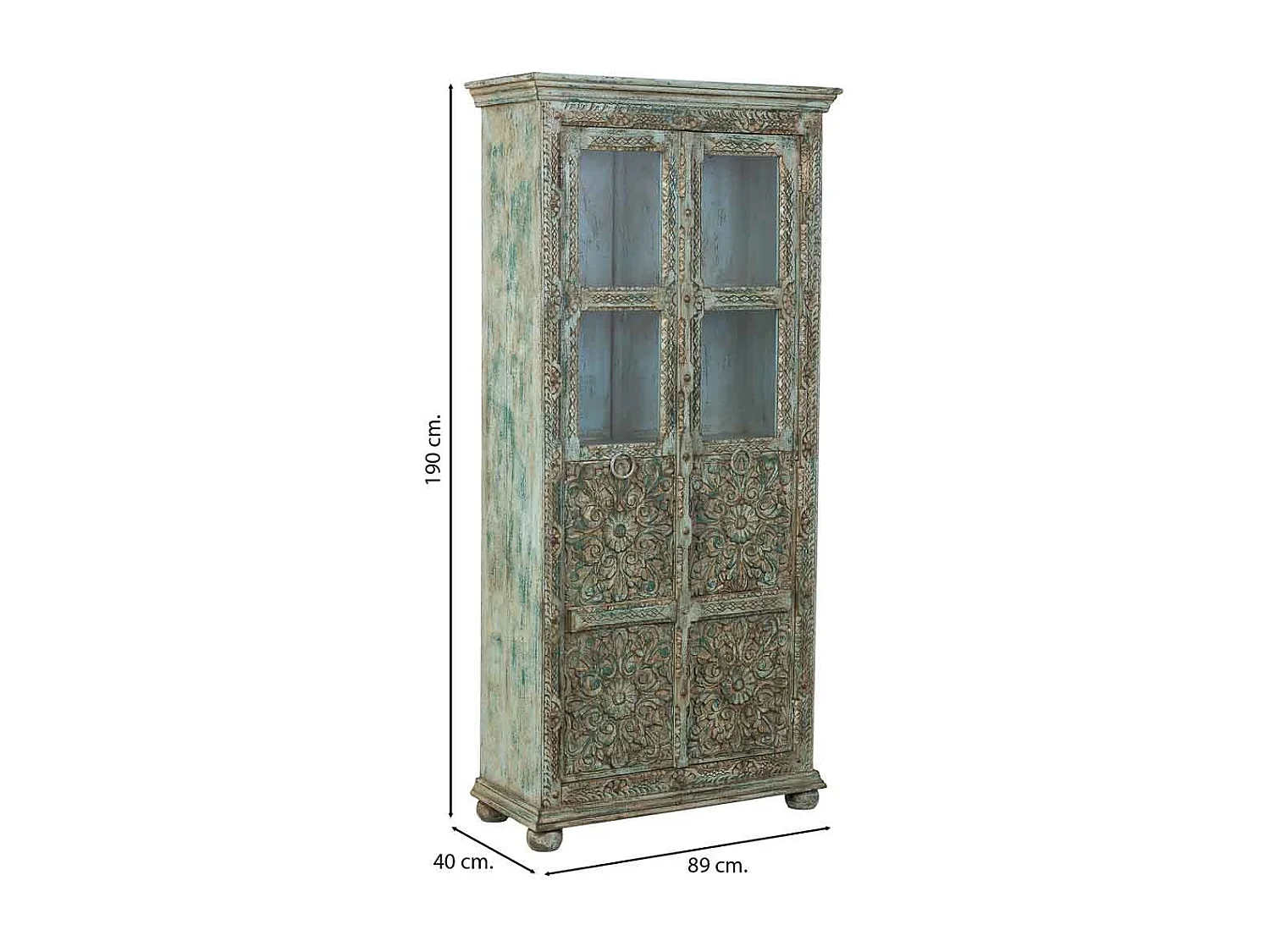 Holzvitrine 89x40x190 Blau