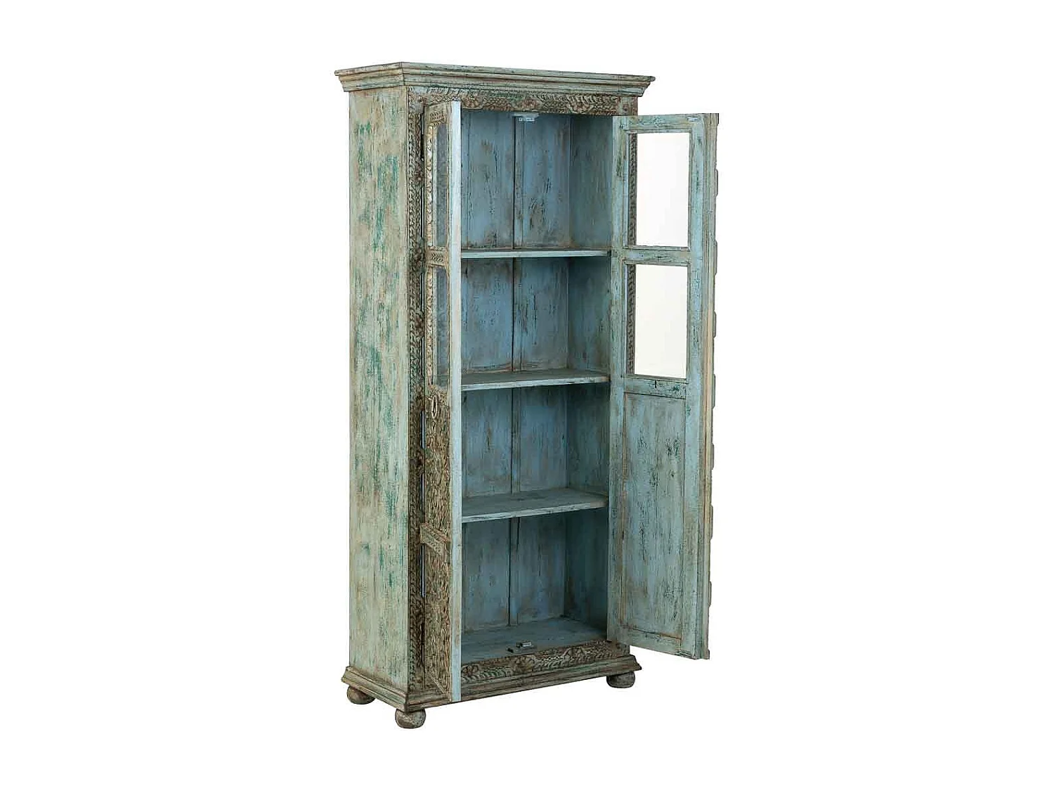 Holzvitrine 89x40x190 Blau