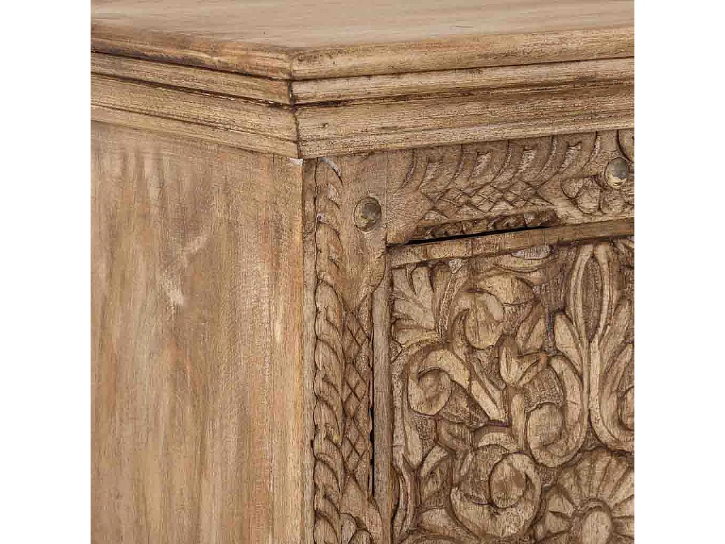 Roupeiro de madeira bege feito à mão, 53x40x149h cm