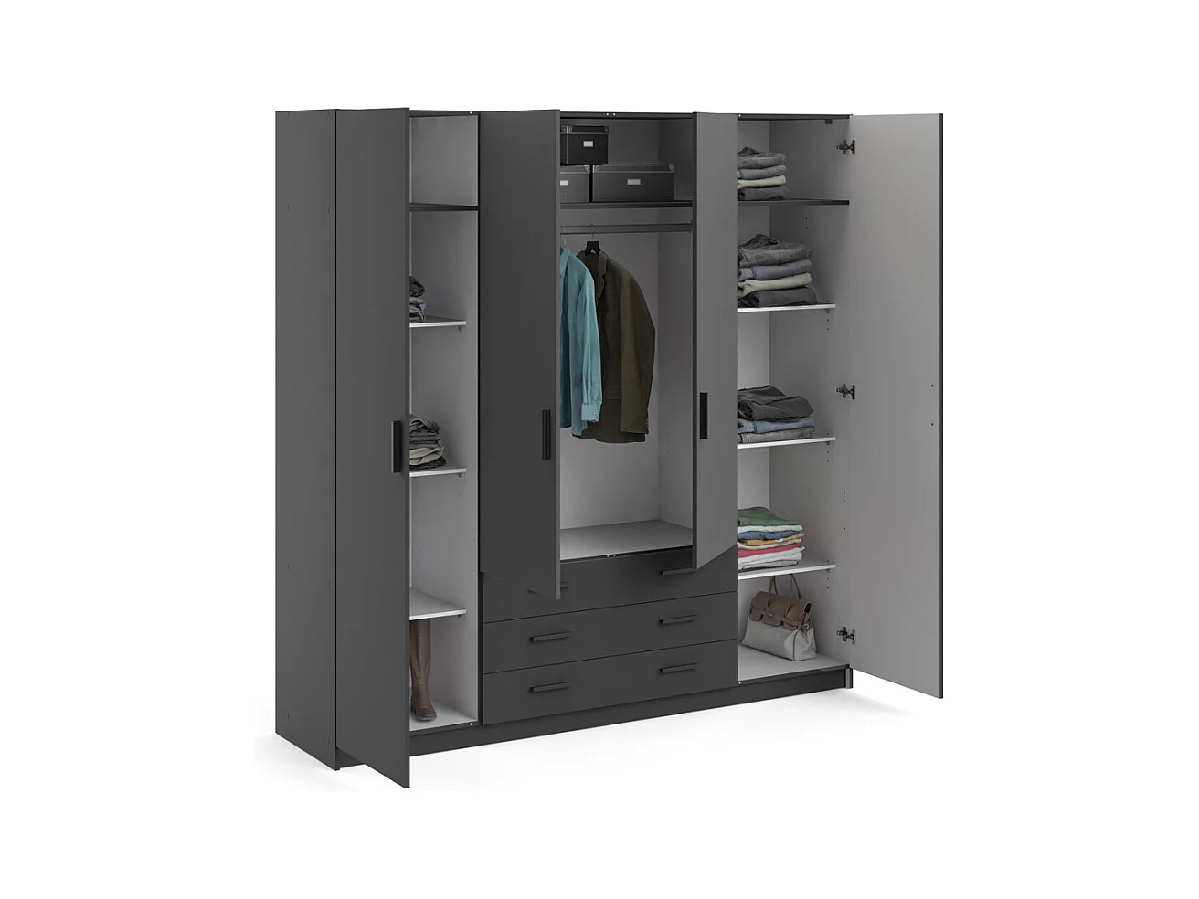 Armoire 4 portes et 3 tiroirs L196 cm - PRINT