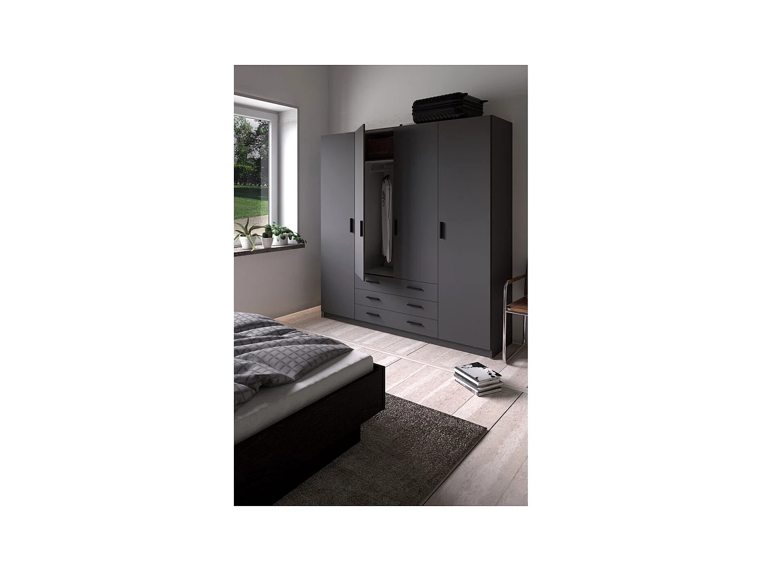 Armoire 4 portes et 3 tiroirs L196 cm - PRINT