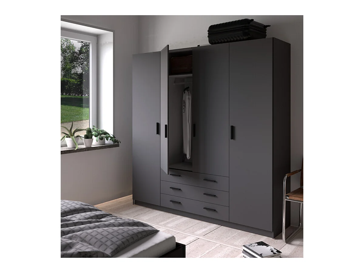 Armoire 4 portes et 3 tiroirs L196 cm - PRINT