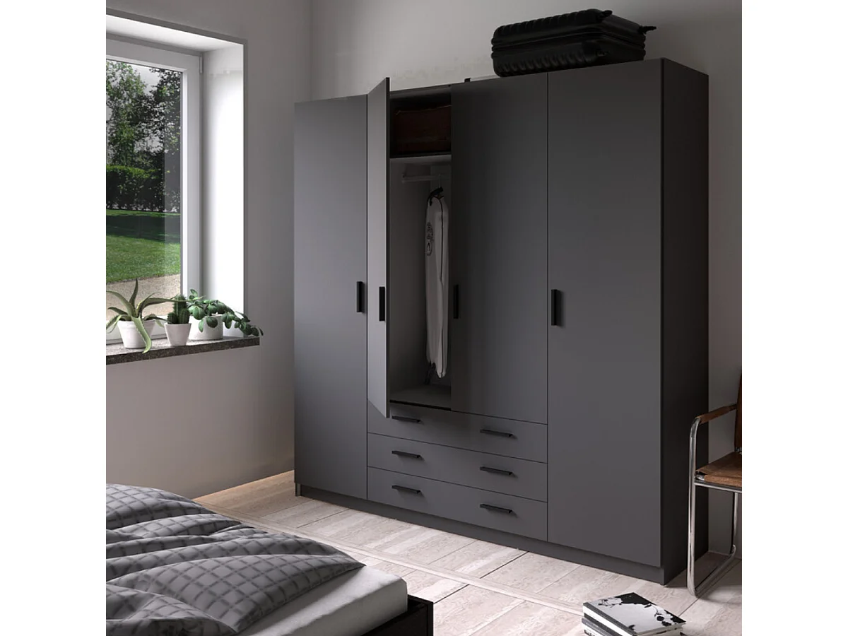 Armoire 4 portes et 3 tiroirs L196 cm - PRINT