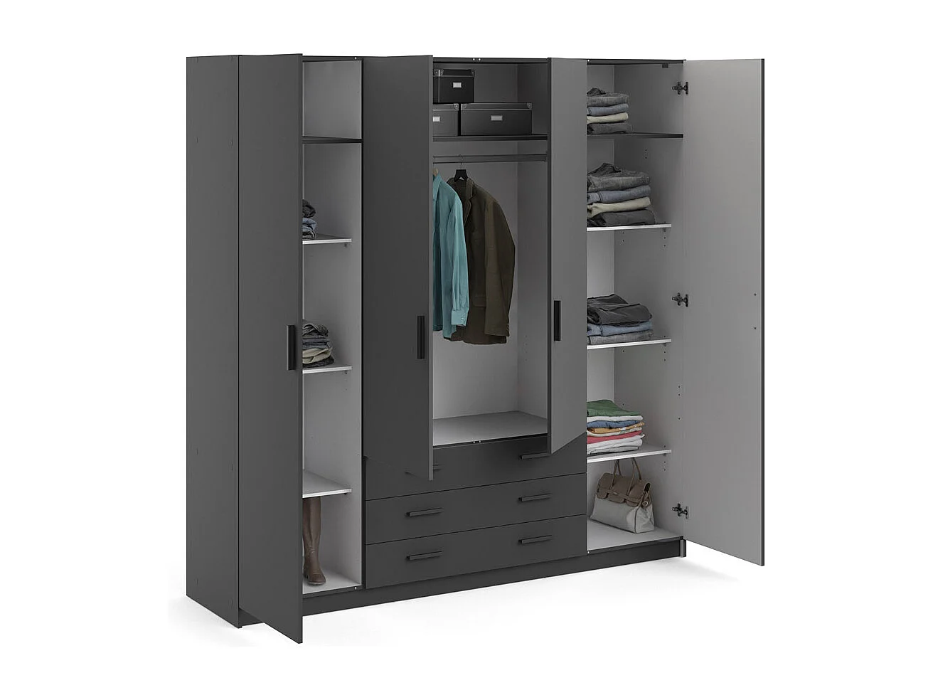 Armoire 4 portes et 3 tiroirs L196 cm - PRINT