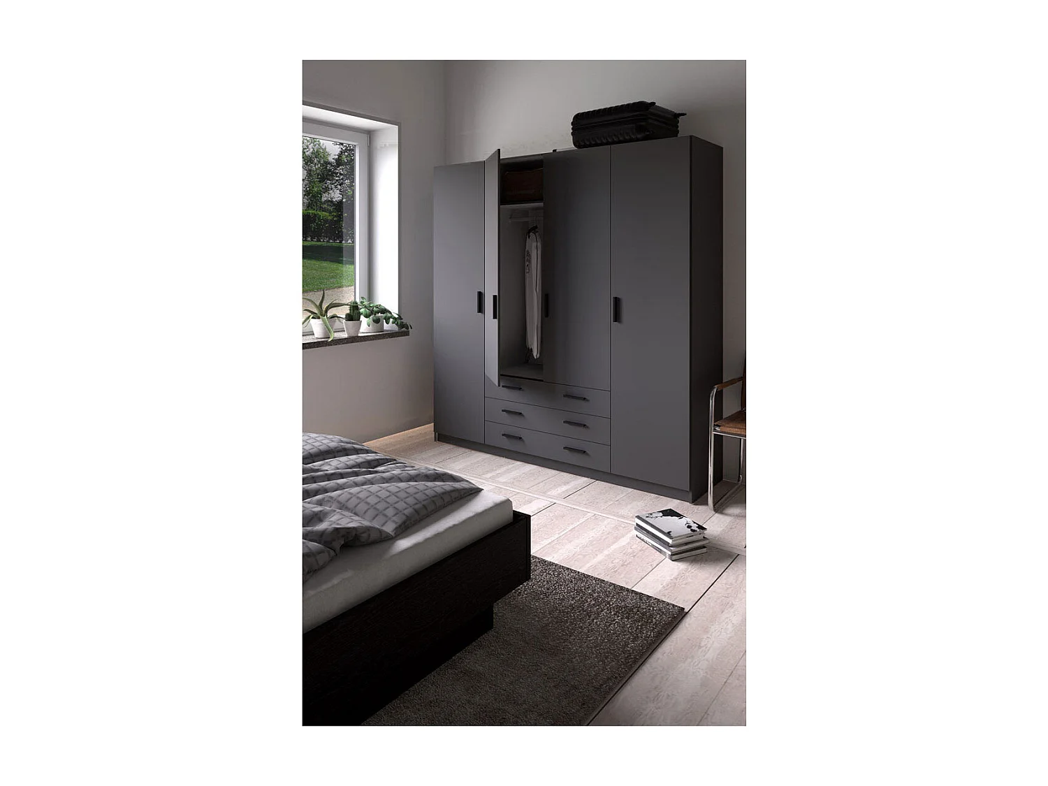 Armoire 4 portes et 3 tiroirs L196 cm - PRINT