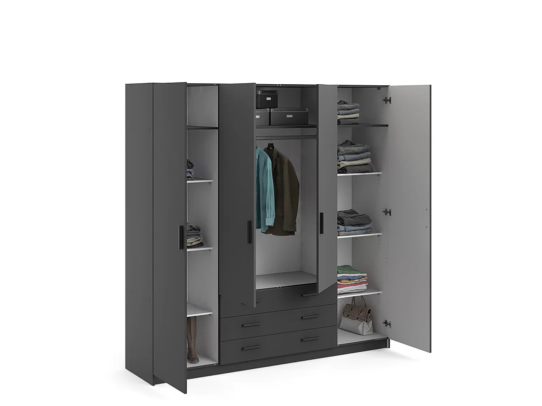Armoire 4 portes et 3 tiroirs L196 cm - PRINT