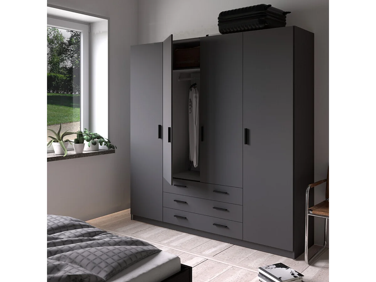 Armoire 4 portes et 3 tiroirs L196 cm - PRINT