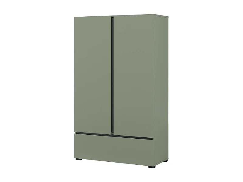 Armoire de rangement HAVANA – 2 portes 1 tiroir – Coloris vert sauge et noir – Design moderne et compact