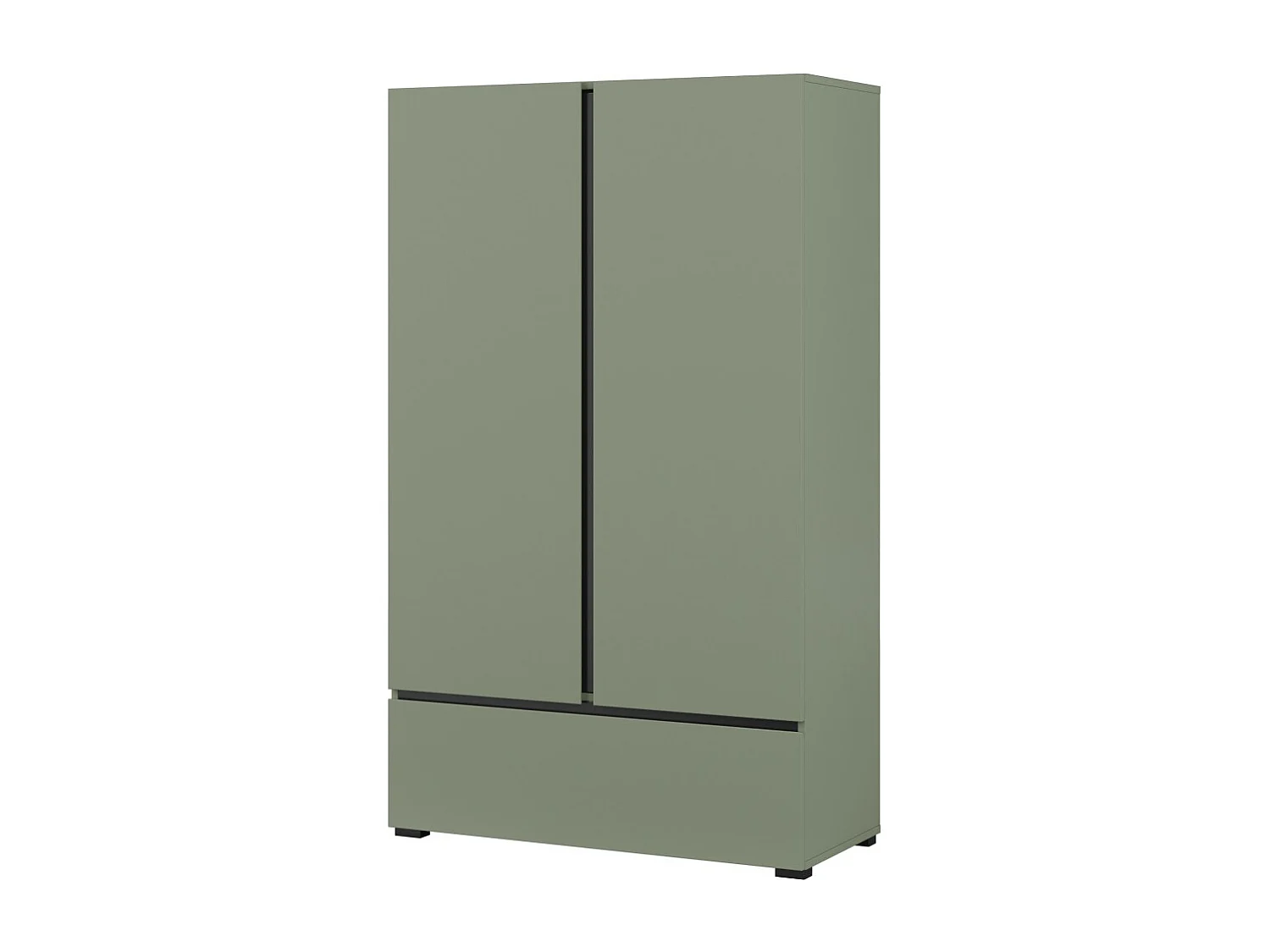 Armário de armazenamento HAVANA – 2 portas 1 gaveta – Cor verde-sálvia e preto – Design moderno e compacto