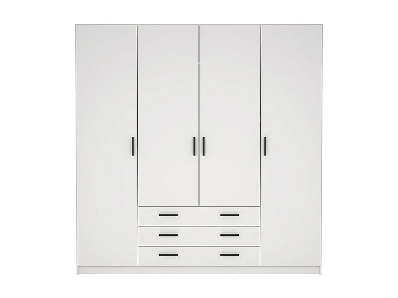 Spell Kleiderschrank B183 cm 4 Türen und 3 Schubladen weiß.