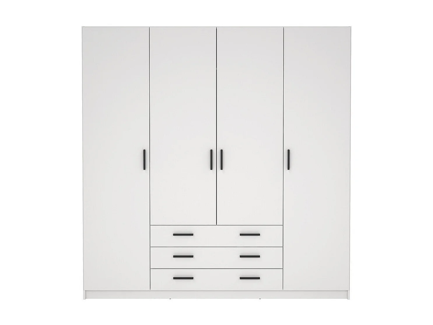 Spell Kleiderschrank B183 cm 4 Türen und 3 Schubladen weiß.