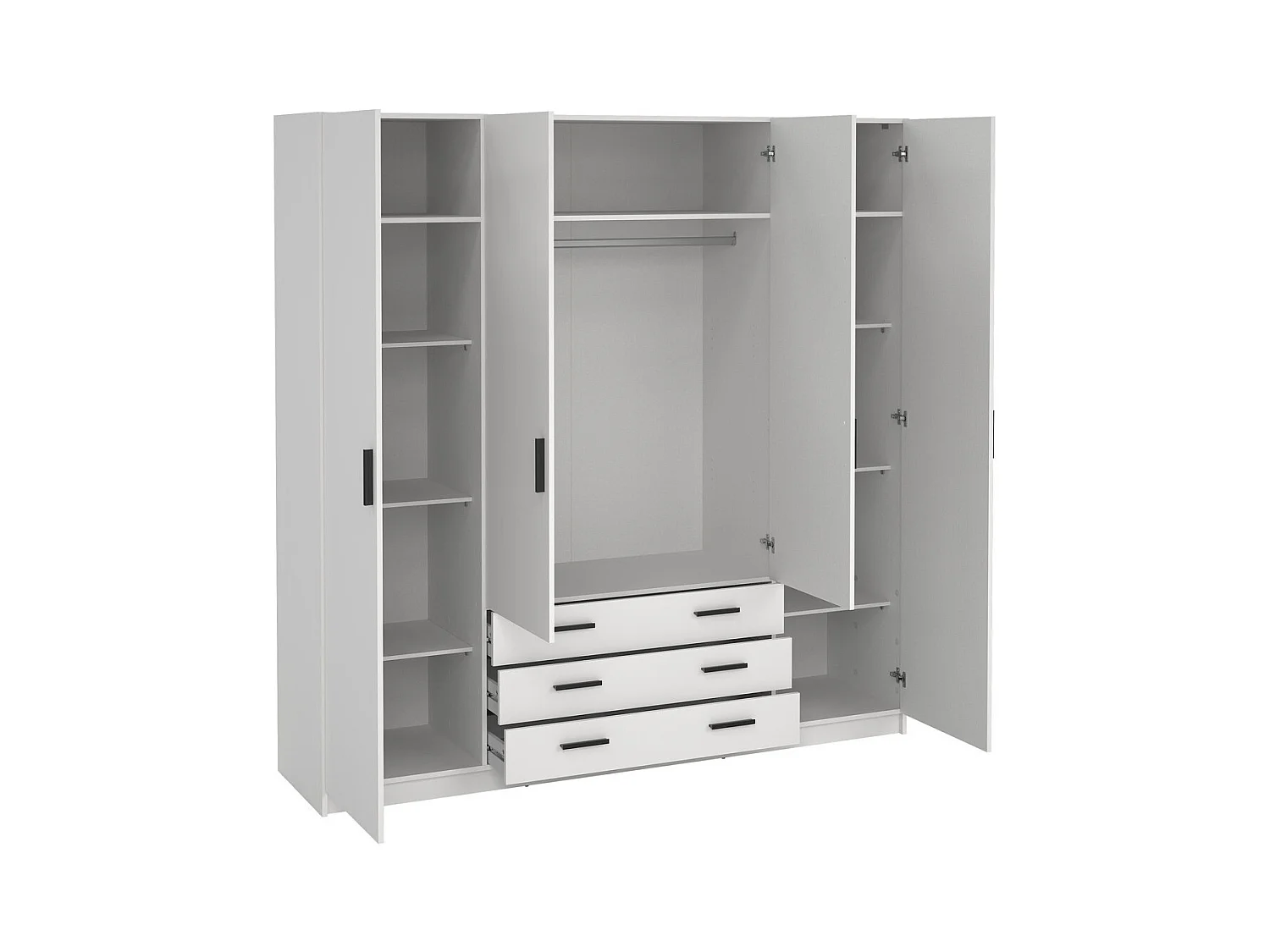 Spell Kleiderschrank B183 cm 4 Türen und 3 Schubladen weiß.