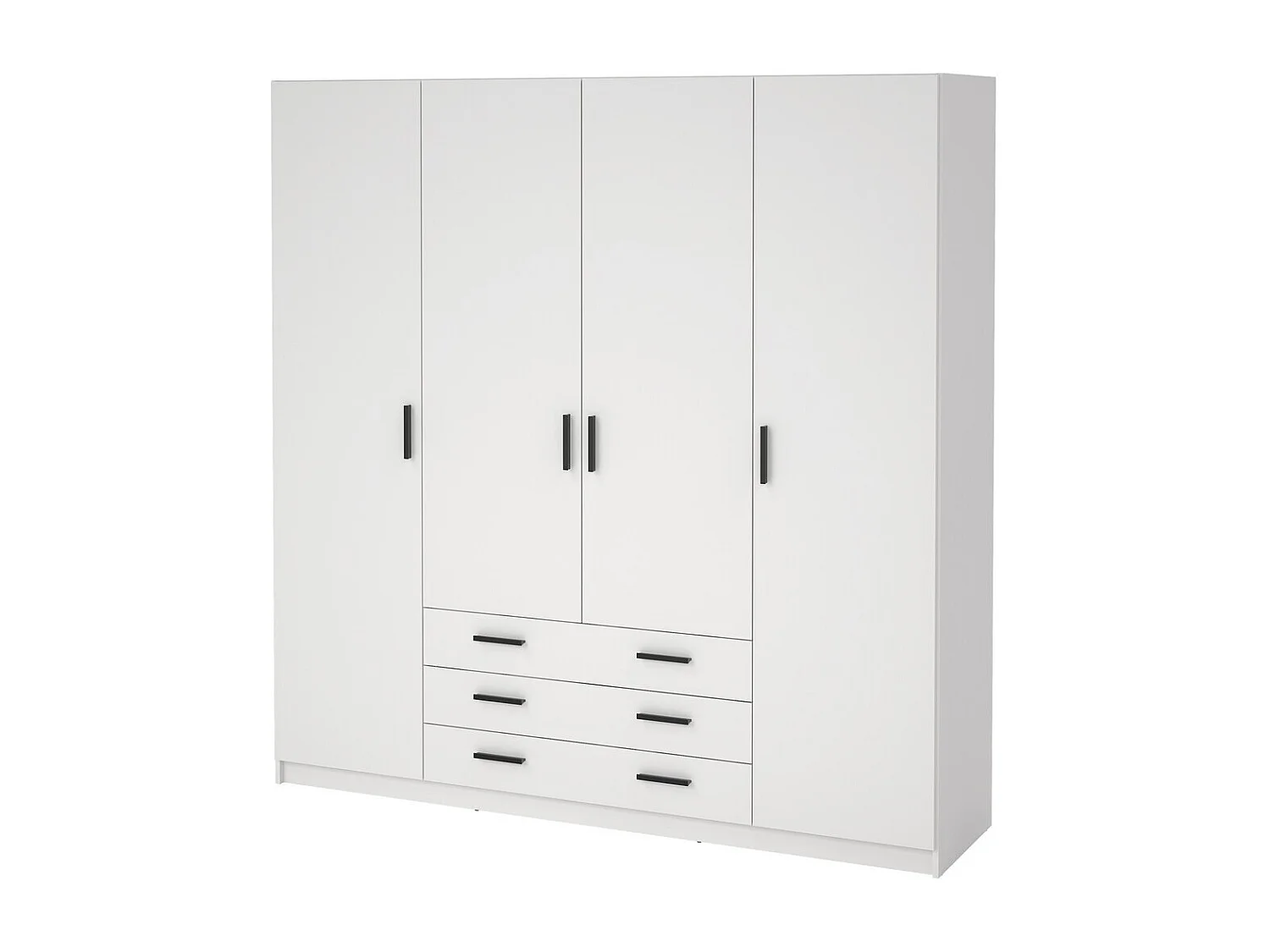 Spell Kleiderschrank B183 cm 4 Türen und 3 Schubladen weiß.