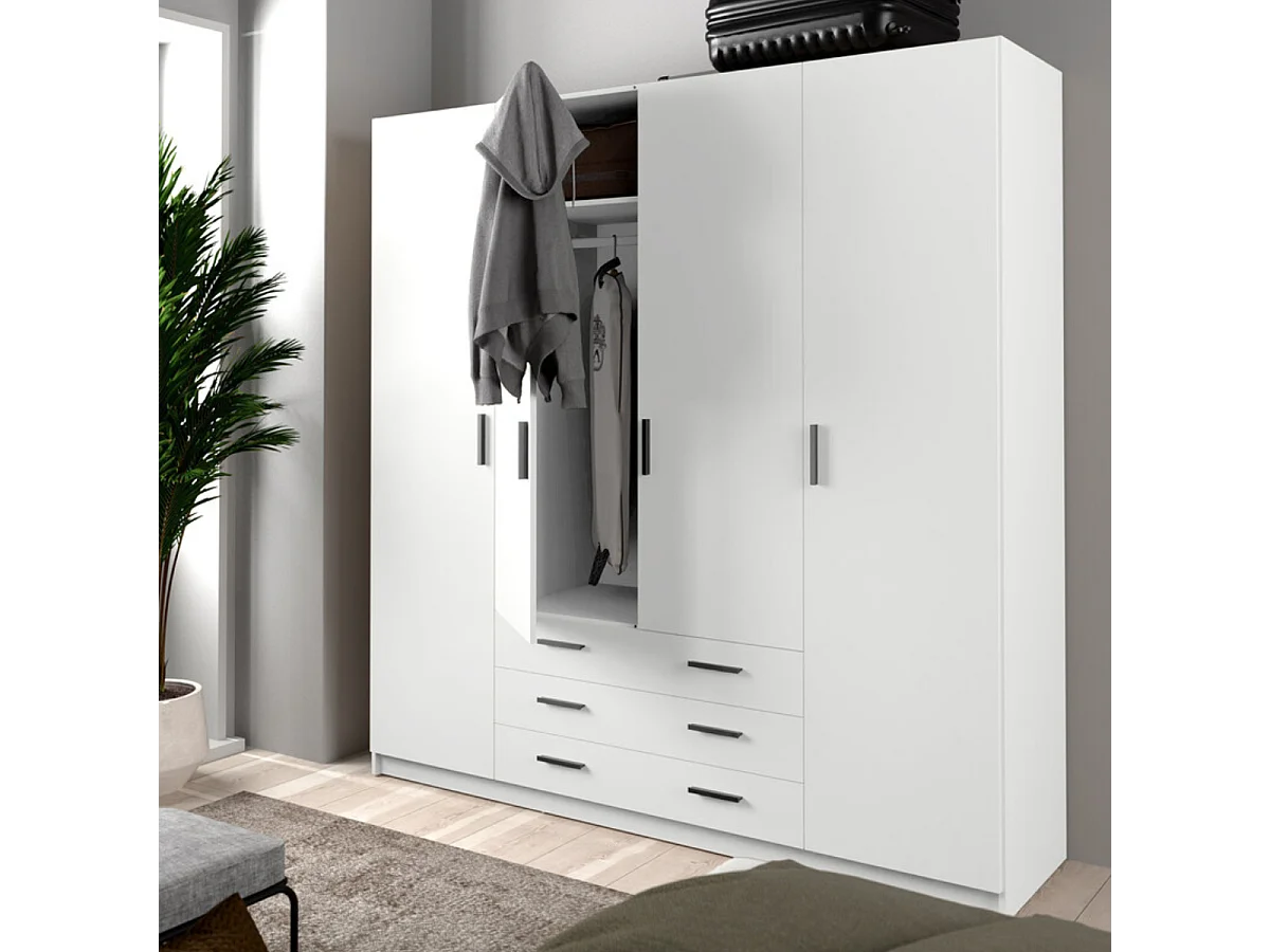 Armoire 4 portes et 3 tiroirs L196 cm - PRINT