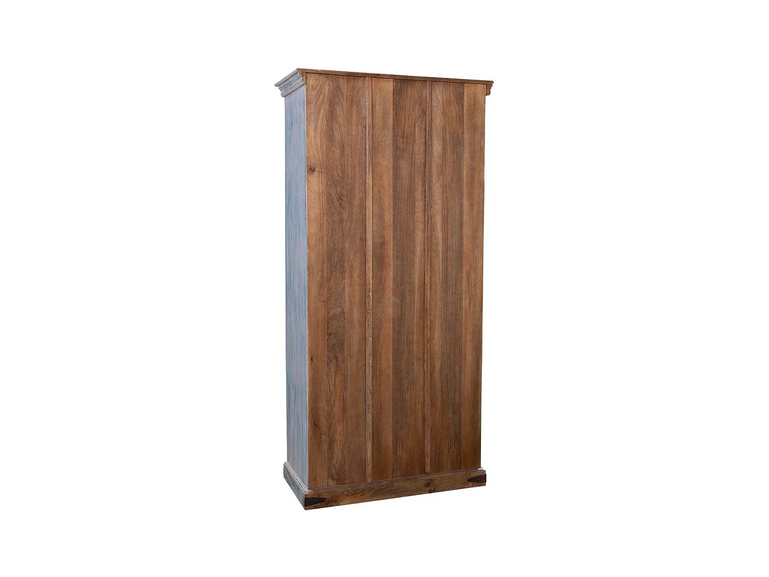 Armoire en bois sculpté avec finition bleu antique, 95x45x194h cm