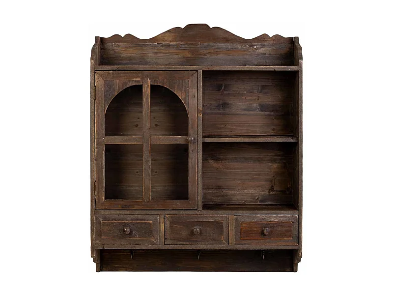 Armario de pared de madera 1 puerta y 3 cajones marrón 83x20x103.5h cm