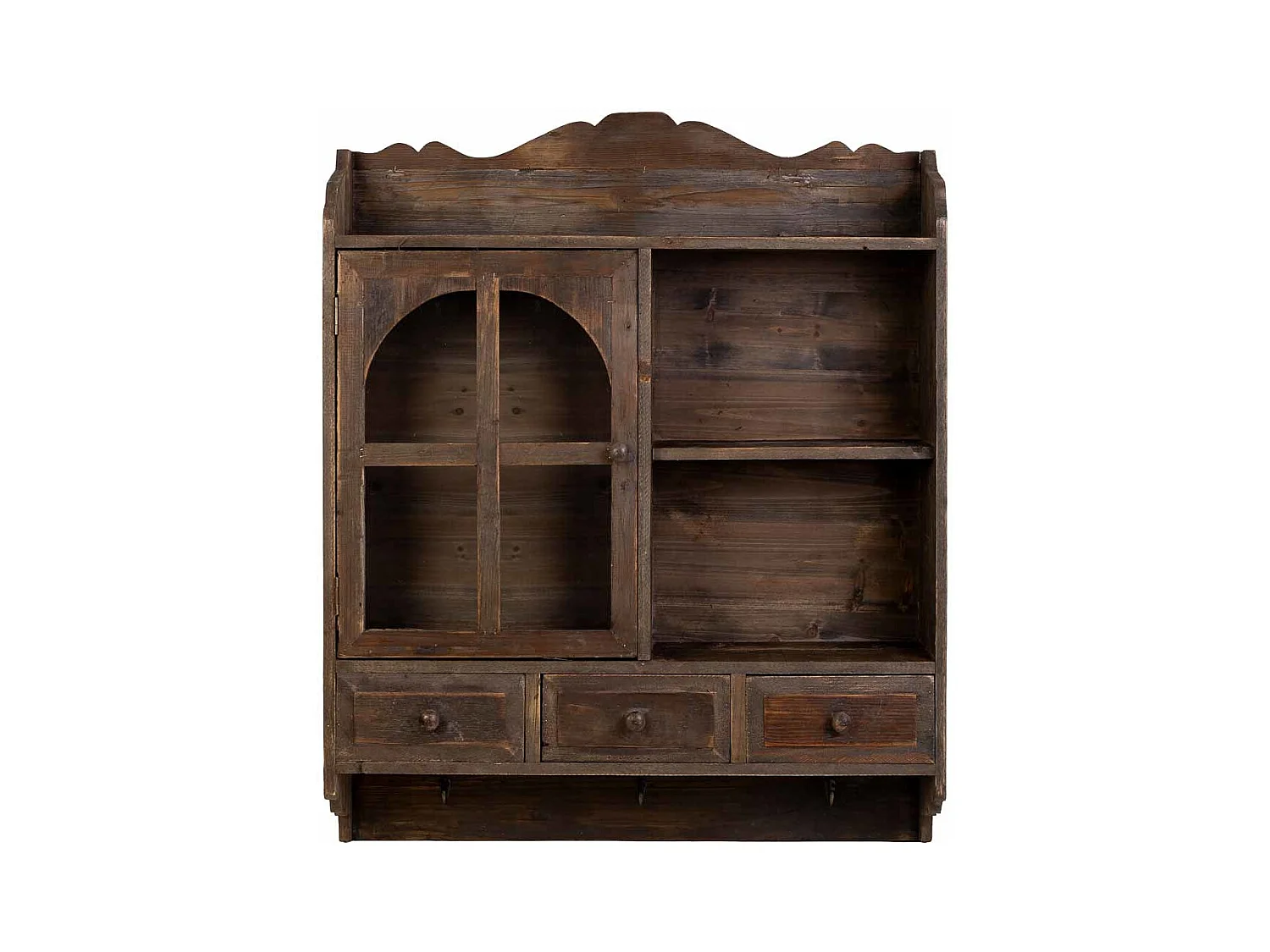 Armario de pared de madera 1 puerta y 3 cajones marrón 83x20x103.5h cm