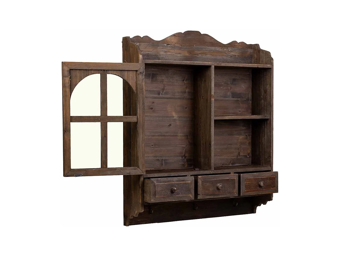 Armario de pared de madera 1 puerta y 3 cajones marrón 83x20x103.5h cm