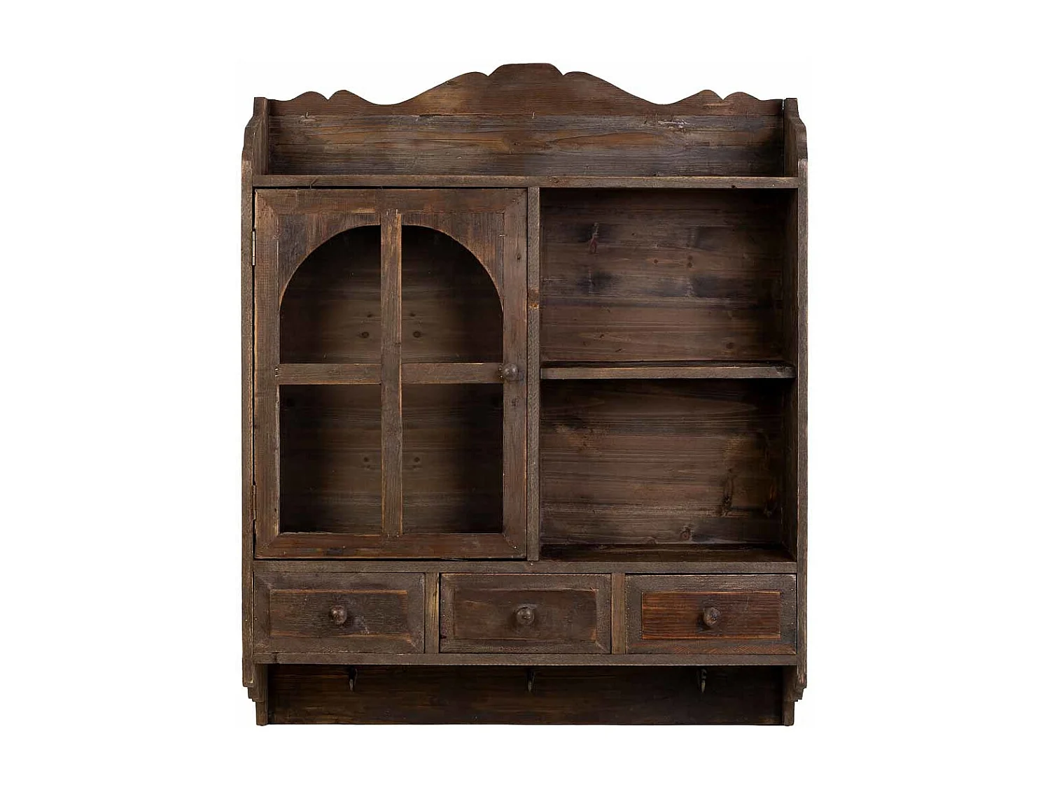 Armario de pared de madera 1 puerta y 3 cajones marrón 83x20x103.5h cm