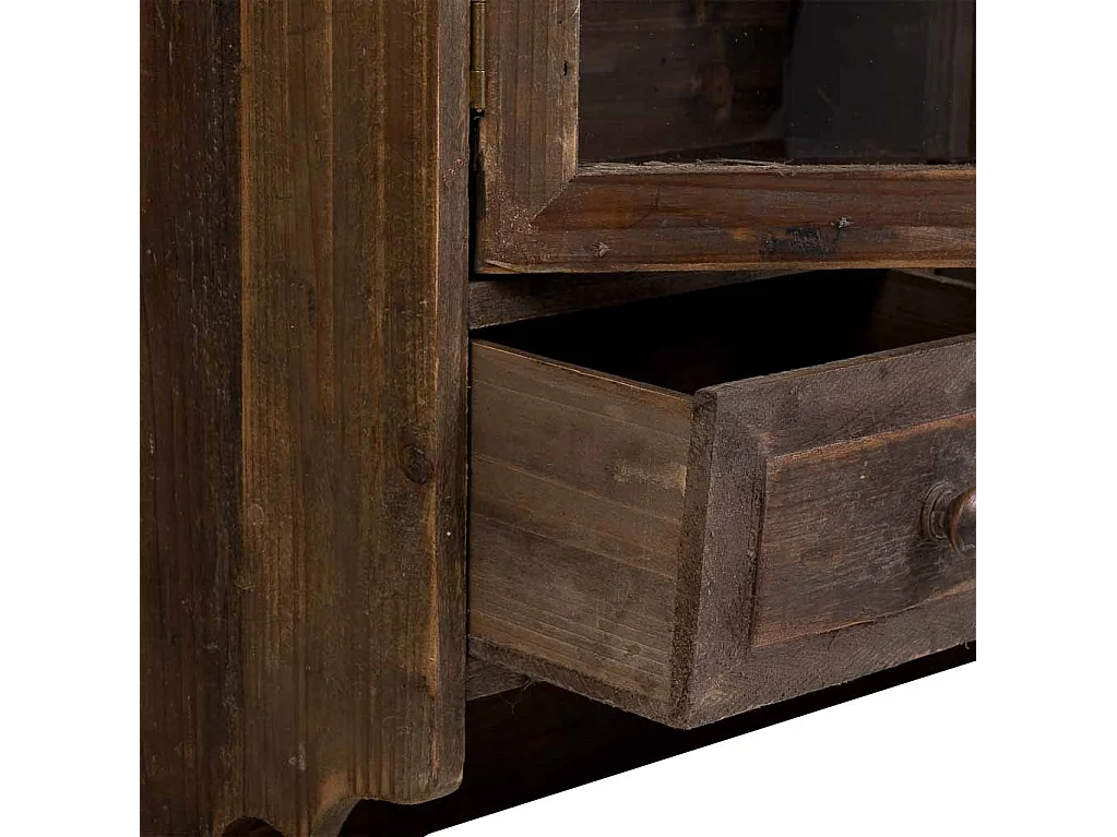 Mobiletto da parete in legno 1 anta e 3 cassetti marrone 83x20x103,5