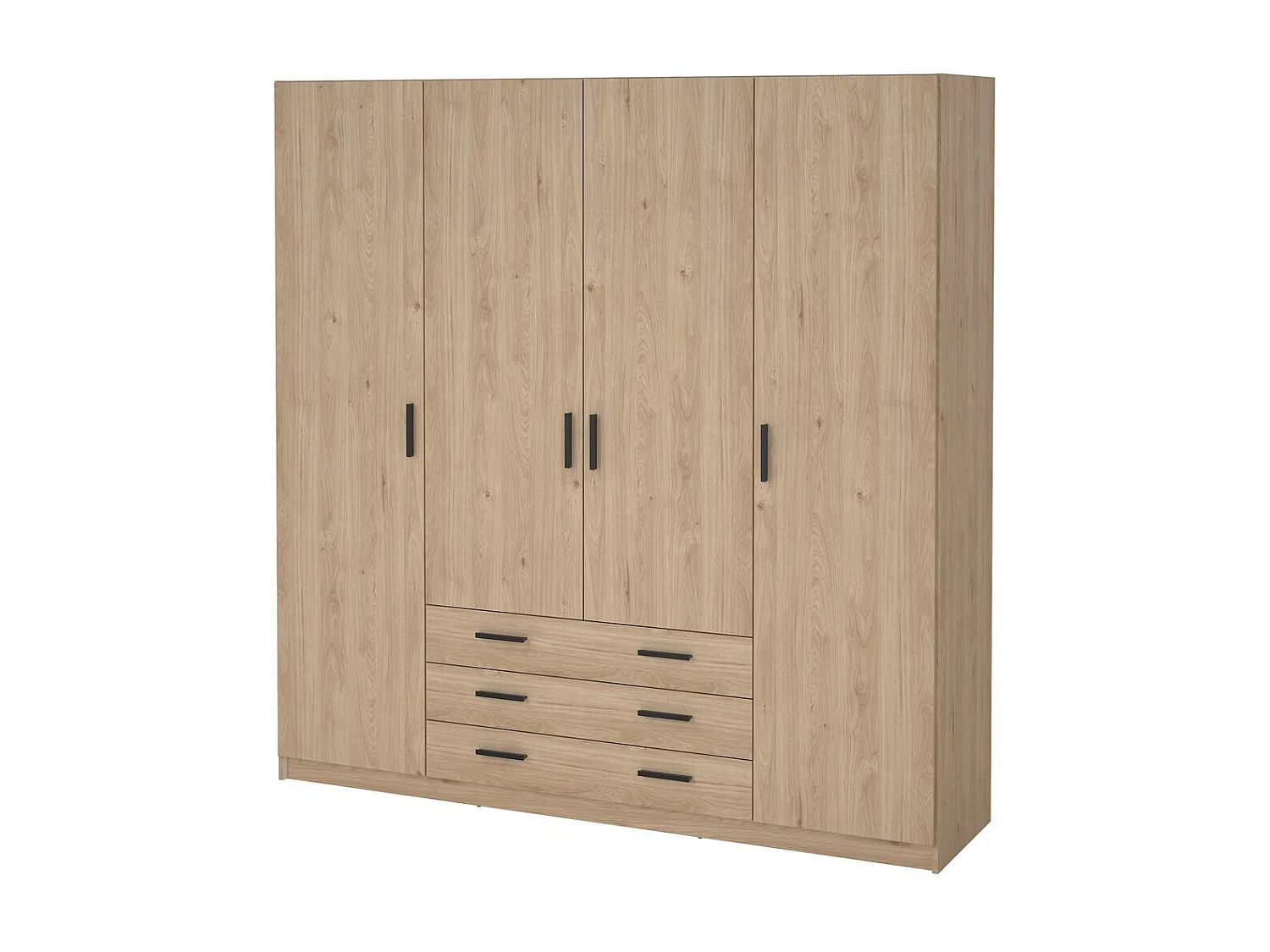 Spell Kleiderschrank B183 cm 4 Türen und 3 Schubladen Hickory-Dekor.