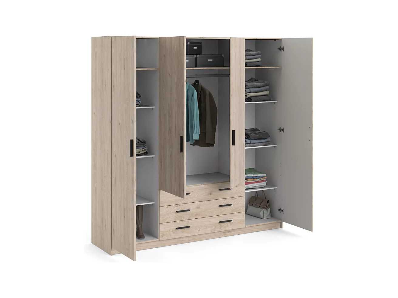 Armoire 4 portes et 3 tiroirs L196 cm - PRINT