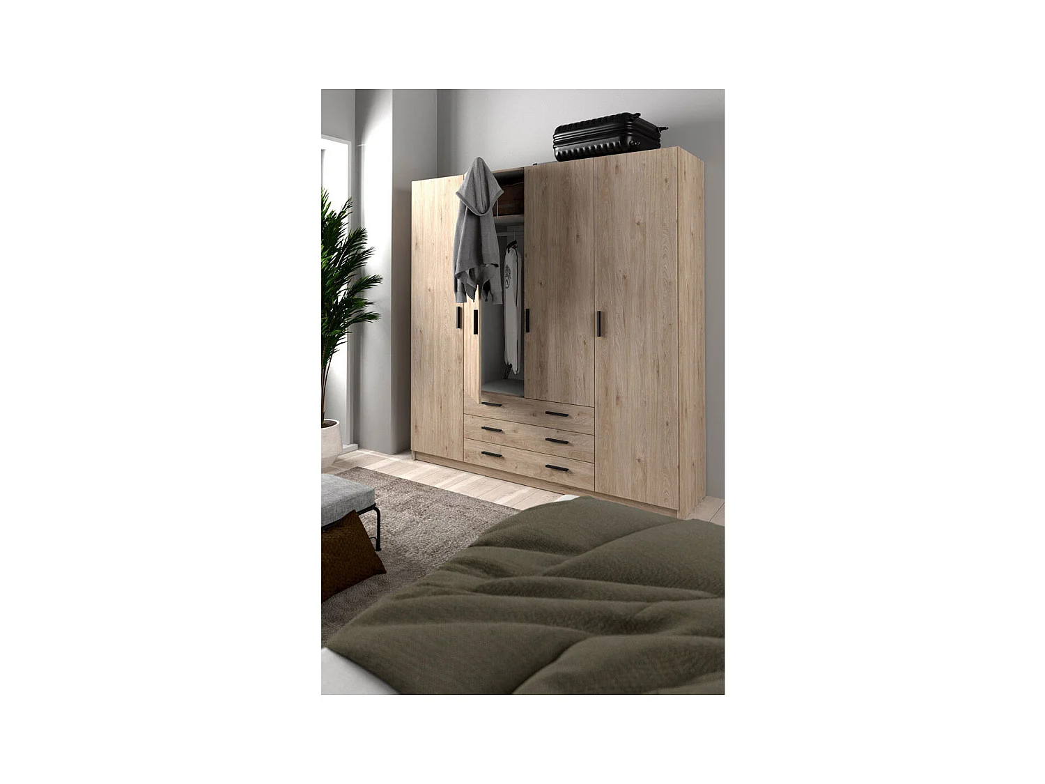 Armoire 4 portes et 3 tiroirs L196 cm - PRINT