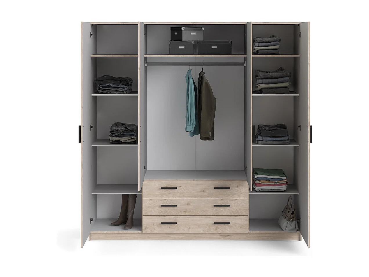 Armoire 4 portes et 3 tiroirs L196 cm - PRINT