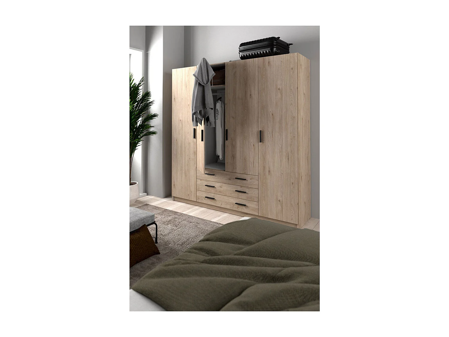 Armoire 4 portes et 3 tiroirs L196 cm - PRINT